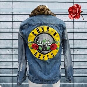 Guns N Roses denim distressed jacket SZ M